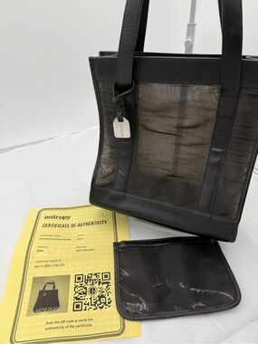 Authentic Vintage Gucci Tom Ford Era Mesh & Leather Tote w/Snap-In Pouch & w/COA